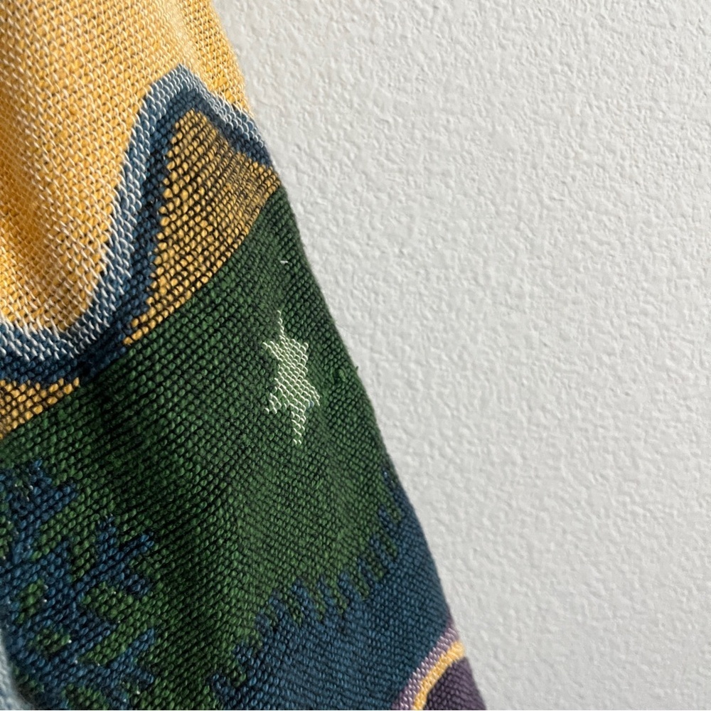 Flashback size large green blue yellow tapestry like winter Christmas jacket 90s - Picture 10 of 14
